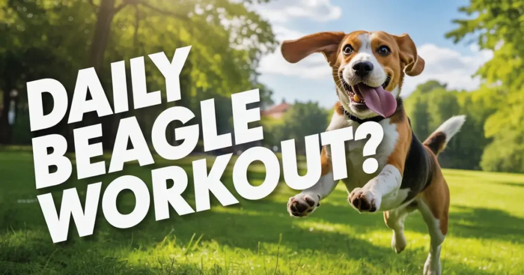A beagle participating in a daily exercise routine, highlighting its playful nature and love for activity.